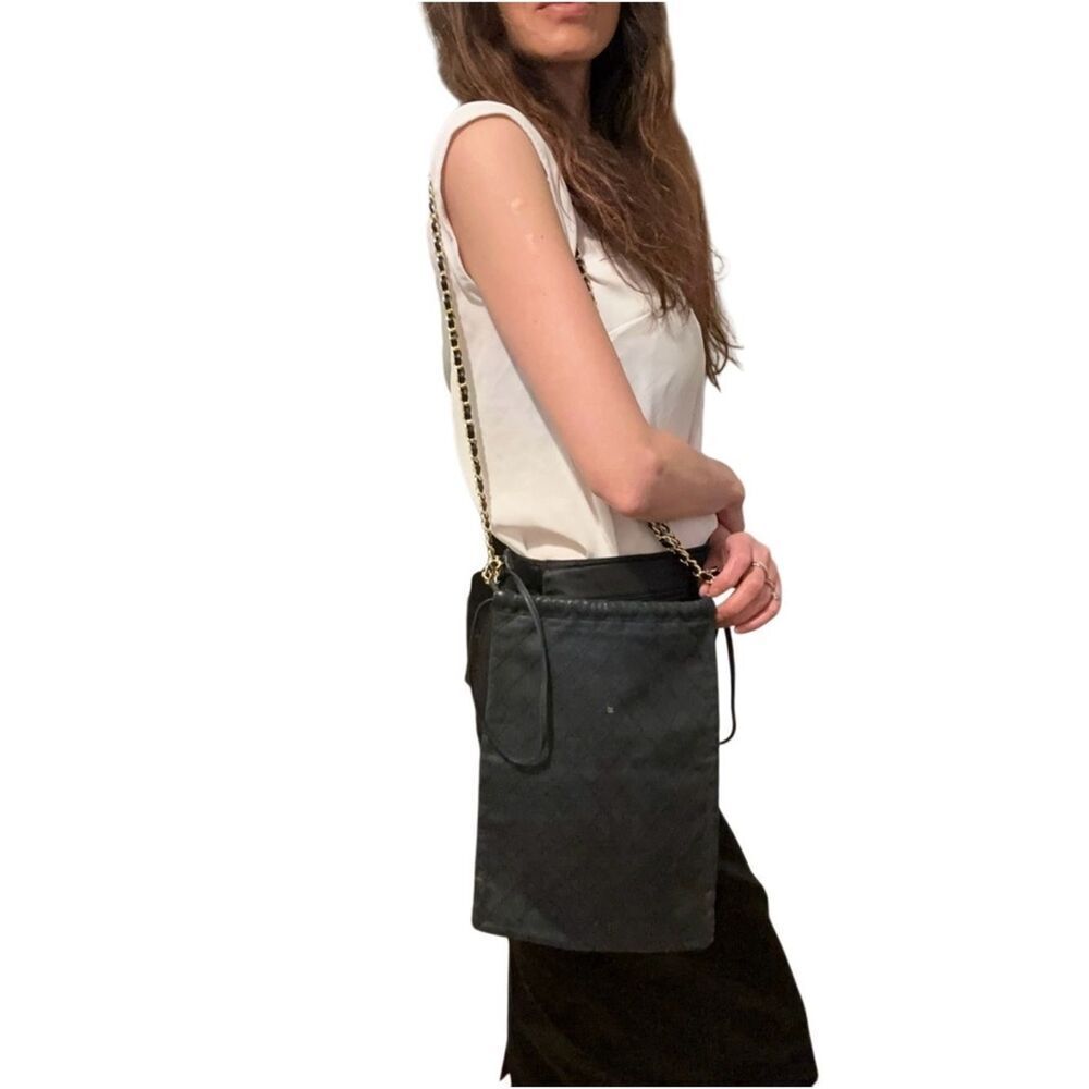 CHANEL Black Drawstring Bag